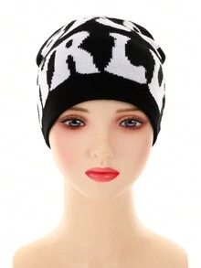 嵌花针织 Y2K 字母无檐便帽，男女通用街头嘻哈帽 - A - 查看 14