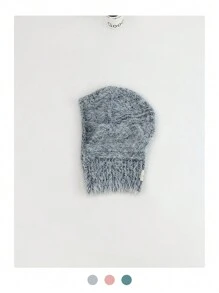 1 chiếc mũ len Balaclava trùm đầu cho nữ, chu vi đầu cực lớn, giữ ấm tai, khăn trùm cổ cho mùa thu đông, mũ len mềm mại thời trang - Nhiều màu - Xem 3