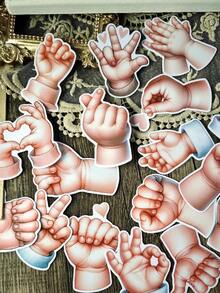 18 件可爱手绘可爱手牵手/水彩蝴蝶花篮手贴纸装饰标签适用于剪贴簿日记本计划器 DIY 文具 - 彩色 - 查看 12