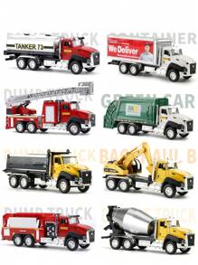 1pc Children's Engineering Vehicle Toy With Lights & Music, Includes Excavator, Fire Truck, Garbage Truck, Dump Truck, Mixer Truck, Oil Tanker Truck, Construction Toy Set For Boys,Car Must Haves Kids,Yellow Truck,Big Truck Toys,Back To School