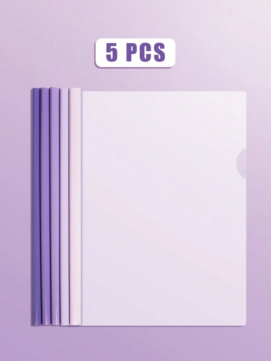 5 cái/bộ kẹp tài liệu hình giọt nước A4 trong suốt có thanh kéo, dung lượng lớn chèn trang trong suốt bằng nhựa thanh kéo kẹp tài liệu, kẹp phân loại sách một trang, thích hợp cho văn phòng và trường học - 5 màu tím - Xem 1