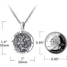 Eusense St Michael Archangel Pendant Saint Michael Necklace For Men Women Medalla De San Miguel Arcangel 925 Sterling Silver Round St Michael Medal Arch Angels Michael Metal Handmade 24 Inch Chain - Silver - View 2