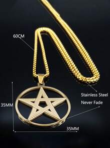 Witchcraft Pentagram Stainless Steel Pendant Necklace For Men And Women, Gold And Silver Color Necklace For Men And Women, Vintage Jewelry Necklace For Men And Women