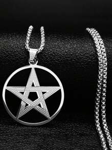 Witchcraft Pentagram Stainless Steel Pendant Necklace For Men And Women, Gold And Silver Color Necklace For Men And Women, Vintage Jewelry Necklace For Men And Women