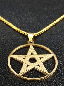 Witchcraft Pentagram Stainless Steel Pendant Necklace For Men And Women, Gold And Silver Color Necklace For Men And Women, Vintage Jewelry Necklace For Men And Women