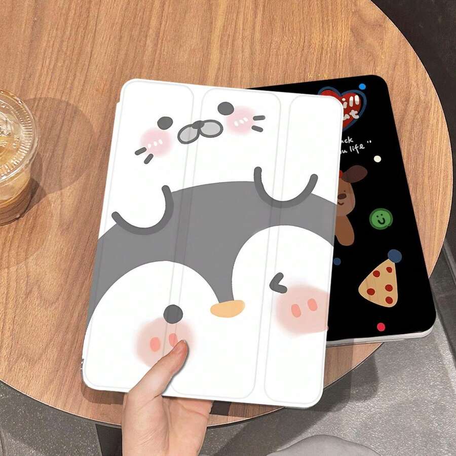 1PC cho Xiaomi6 Case gấp ba có khe cắm bút Redmi Pad SE 11 inch Tablet Case trong suốt chống rơi chống bụi Penguin Red Hat Puppy Full Cover Protective Case - trắng - Xem 1