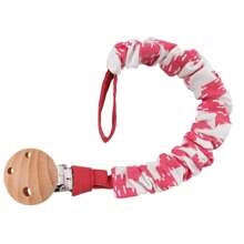 1pc Infant Fashion Printed Grid, Polka Dot & Striped Pacifier Clip & Wooden Pacifier Clip, Daily Use - Multicolor - View 49