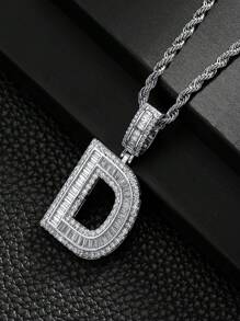 قلادة قلادة رجالية بالحرف 26 من النحاس المطعم بزركونيا مكعبة كبيرة موضة 1قطعة، للاحتفالات والحفلات المجوهرات