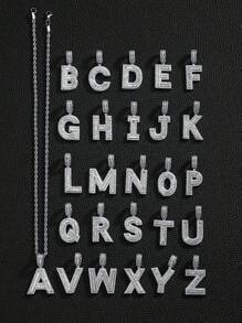 قلادة قلادة رجالية بالحرف 26 من النحاس المطعم بزركونيا مكعبة كبيرة موضة 1قطعة، للاحتفالات والحفلات المجوهرات