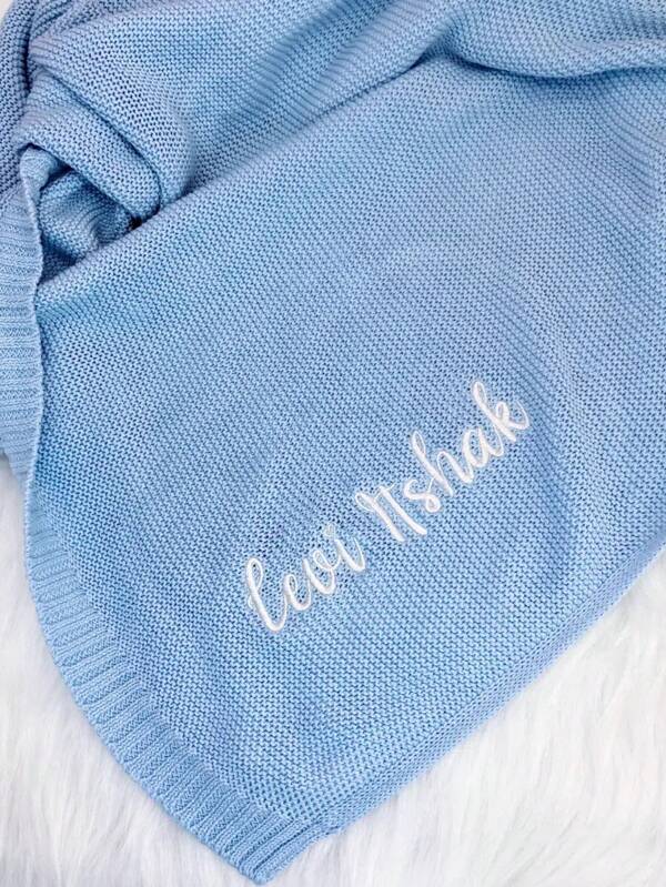 Personalizowany haftowany kocyk z imieniem, kość słoniowa, różowy, zielony, niebieski, jasnoróżowy dzianinowy kocyk dla niemowląt, kocyk do wózka, rozmiar 100 cm * 80 cm, personalizowany kocyk dla niemowląt, miękki dzianinowy kocyk dla niemowląt, spersonalizowany kocyk z imieniem dziecka, prezent na baby shower, kocyk dla noworodka, prezent pamiątkowy