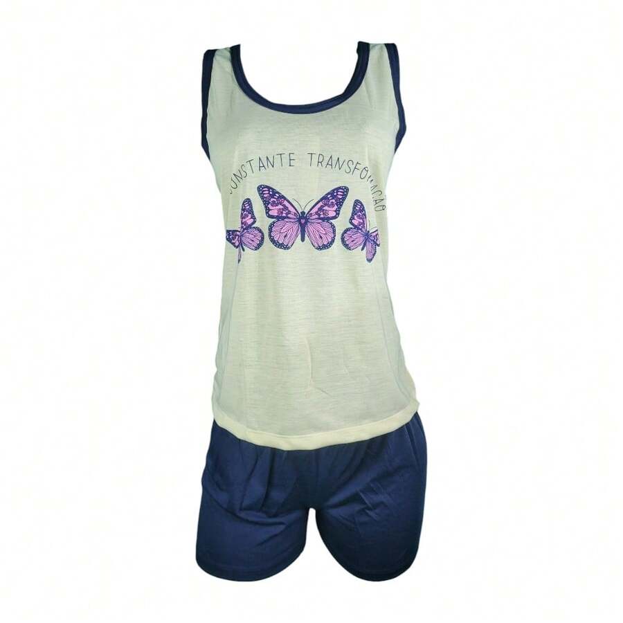 Women's Pajamas Shorts With Straps And Tank Top Character Print Polyester - Nhiều màu - Xem 1