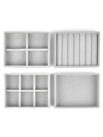 1 Miếng Nhỏ bé Có thể mang đi & Có thể xếp chồng lên nhau Nhung Hộp thu nạp trang sức Với Ngăn Đối với Nhẫn , Hoa tai Và Dây chuyền