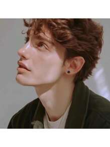 AVYRING 1 对圆点耳钉男士仿量表耳环防过敏耳环耳洞不锈钢耳环螺丝平背耳环圆形耳钉女士男士 - 彩色 - 查看 6