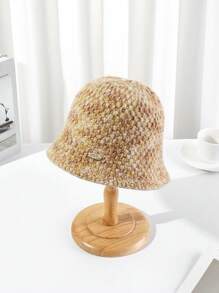 1pc New Autumn/Winter Women Knitted Bucket Hat, Ear Warmer Design, Casual Versatile Bucket Hat