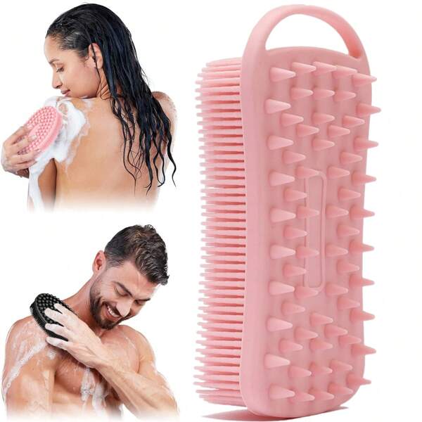1 Peça Escova de Limpeza de Silicone para Chuveiro, Escova de Silicone para Xampu de Chuveiro, Escova de Banho de Dupla Face Adulta para Esfregar, Escova de Massagem para Banho, Ferramentas de Limpeza de Banheiro