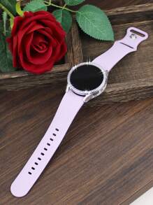 Ensemble de bracelet et étui compatible avec Samsung Galaxy Watch, pour femmes, doux, imperméable, avec boucle à rivets. Bracelet en silicone pour sport + étui en PC brillant incrusté de diamants, résistant aux chocs et aux rayures, compatible avec les séries Samsung Galaxy Watch 4/5/6/7 40MM 44MM