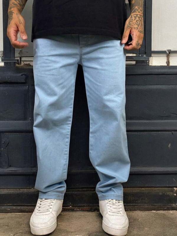 Calça Balão Jeans Masculina Reta Baggy Reta