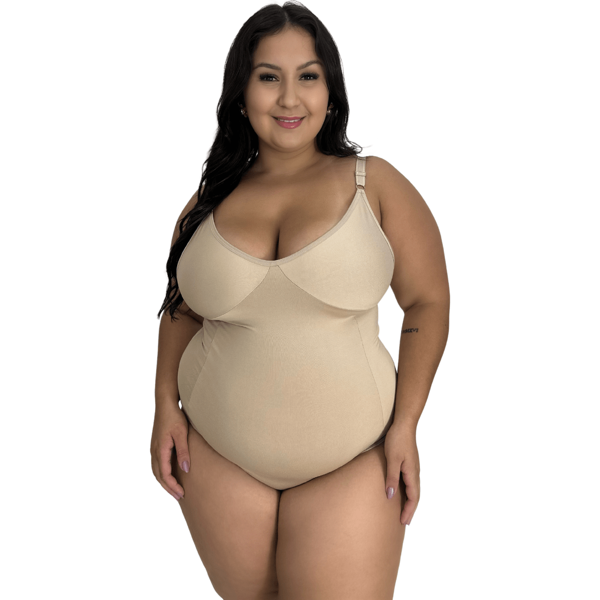 Body Modelador Plus Size Alta Compressão sem Bojo com Colchete Duplo
