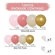 Bộ 120 quả bóng bay latex màu hồng, trắng cát và vàng, thích hợp cho đám cưới, sinh nhật, tiệc pop, tiệc chia tay cuộc sống độc thân, bóng bay trang trí lễ tốt nghiệp và họp mặt gia đình - Nhiều màu - Xem 2