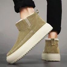 时尚男士休闲简约轻便雪地靴，防滑、防尘、柔软毛绒衬里，秋冬 - 杏色 - 查看 4