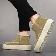 时尚男士休闲简约轻便雪地靴，防滑、防尘、柔软毛绒衬里，秋冬 - 杏色 - 查看 5