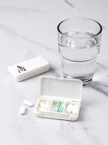 Mini Pill Box With Three Compartments, Portable Pill Organizer, Pink Floral Pattern-Black Letters A-Z,Compact And Convenient, Suitable For Travel Medicine Box, Cute Weekly Travel Pill Case Organizer, Independent Compartment Case,Supplement Case For Pocket Or Purse -3 Grids Travel Medication Carry Case - Daily Vitamin Organizer Box, Medicine Container