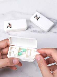 Mini Pill Box With Three Compartments, Portable Pill Organizer, Pink Floral Pattern-Black Letters A-Z,Compact And Convenient, Suitable For Travel Medicine Box, Cute Weekly Travel Pill Case Organizer, Independent Compartment Case,Supplement Case For Pocket Or Purse -3 Grids Travel Medication Carry Case - Daily Vitamin Organizer Box, Medicine Container