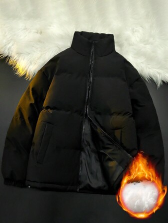 加厚外套 男士 加厚保暖外套 秋冬季 立领派克大衣 防风夹克