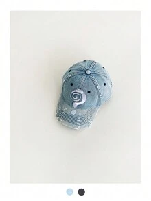 1 件宽边破洞牛仔棒球帽，男女通用休闲可调节棒球帽，带问号刺绣的穿孔设计，复古水洗，适合春秋季节 - 彩色 - 查看 10