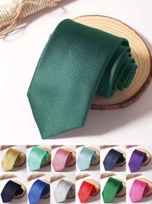 1 条纯色斜罗纹领带，男士，适合日常活动、聚会和礼物、商务装 - 彩色 - 查看 11