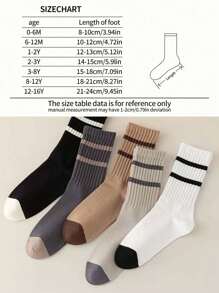 10/5 Pairs Youth Striped Color Block Long Crew Socks, Breathable Sports Tall Socks, Spring & Autumn Korean Style - Multicolor - View 7