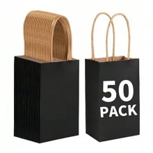 50 chiếc túi giấy Kraft đen, túi quà tặng, túi mua sắm, túi đựng đồ ăn, túi mang đi, thích hợp cho sinh nhật, đám cưới, quà tặng tiệc tùng, bao bì đồ nướng & đồ ăn nhẹ, có thể tự vẽ tay, thích hợp cho tiệc tùng, ngày lễ, họp mặt gia đình - giấy kraft đen - Xem 1