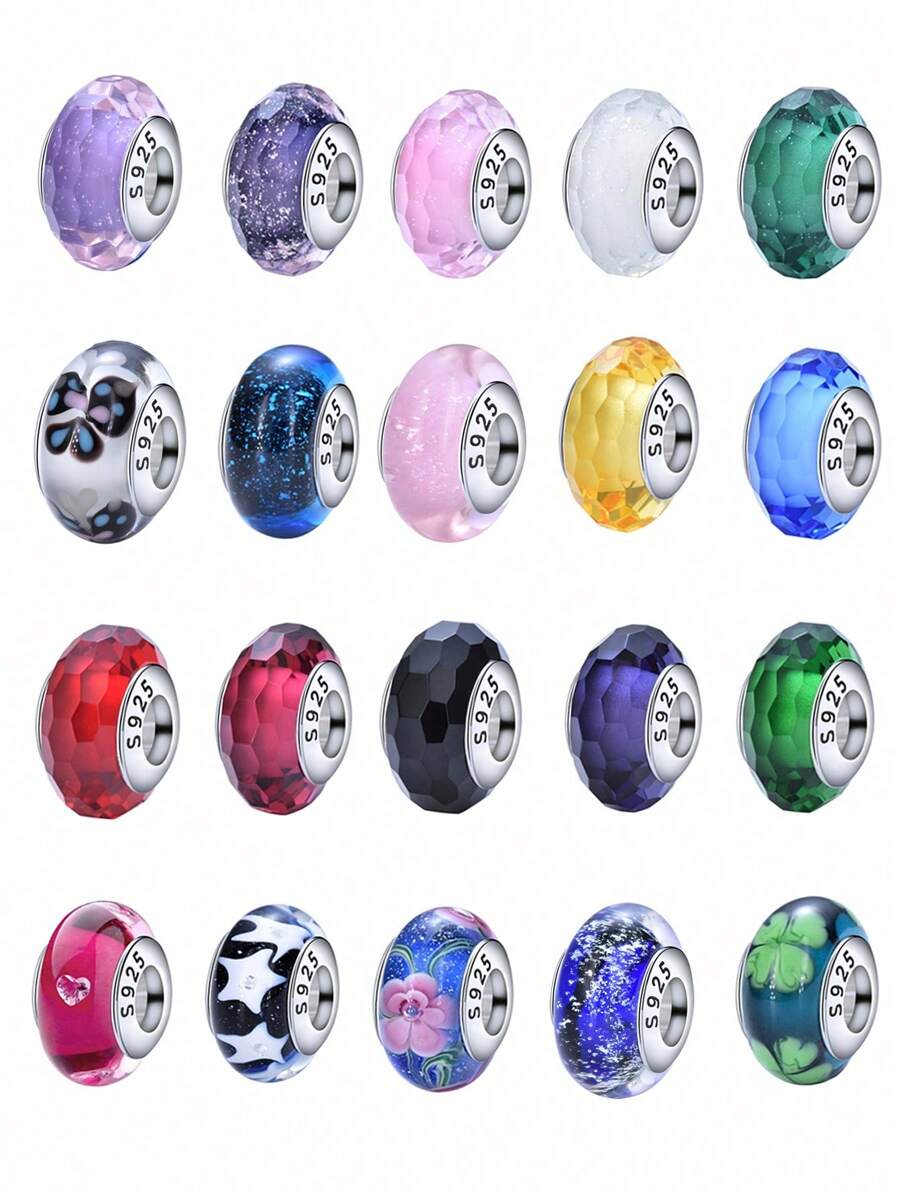 BALMORA 1 chiếc vòng tay hạt thủy tinh thủ công bằng bạc Sterling S925 tinh tế và độc đáo làm quà tặng cho phụ nữ - Bạc - Xem 1