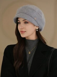 1 件装女士纯色贝雷帽，保暖防风，适合妈妈，时尚百搭兔毛针织帽，适合户外散步 - 彩色 - 查看 13