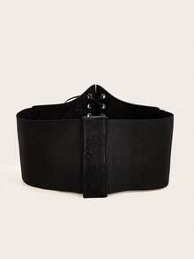 Đầm thời trang mới phong cách Âu Mỹ cho nữ thắt lưng bản rộng họa tiết da báo cạp chun trang trí - màu đen - Xem 5