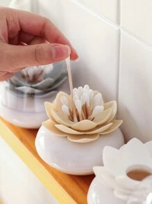 1 pieza Portadientes con diseño de flor, caja de almacenamiento de palillos de dientes con diseño de loto para el hogar