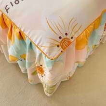 Set di 3 pezzi composto da copriletto con fantasia floreale + 2 federe, stile coreano principessa con volant, set biancheria da letto