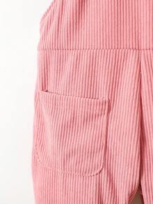 1 chiếc quần yếm bằng vải nhung kẻ thêu hình trái tim cho bé gái, bộ quần áo liền thân kiểu dáng thường ngày cho bé gái, trang phục thanh lịch cổ điển mùa xuân/thu, quần yếm có dây đeo. - Hồng - Xem 6