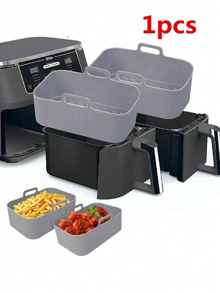 1pc Silicone Liner Mat For Air Fryer, Rectangular Reusable Air Fryer Baking Tray Insert, Non-Stick, Easy To Clean, Back To School