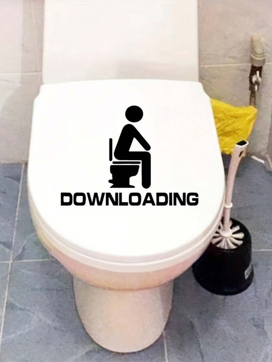 1 Miếng dán bệ ngồi bồn cầu phòng tắm hài hước "Tải xuống" - Miếng dán PVC tự dính có trang trí lấp lánh, họa tiết chữ V, chủ đề chữ màu đen, lớp hoàn thiện bóng, thích hợp sử dụng trong nhà và ngoài trời trên bề mặt nhựa - màu đen - Xem 1