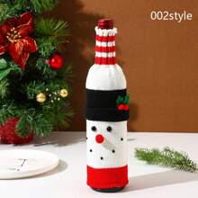Decoración navideña, Funda de botella de vino navideña con diseño de punto de Papá Noel y muñeco de nieve, decoración para la cena de Navidad, ambiente de restaurante