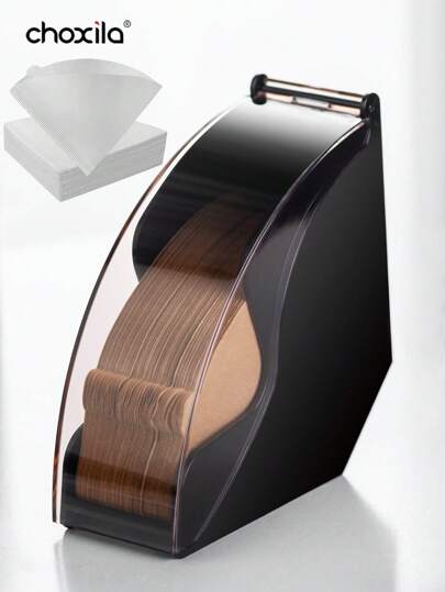 choxila 1pc Coffee Filter Holder, Coffee Filter Storage With Dustproof Cover, Coffee Filter Paper Dispenser Rack, Coffee Filter Box For Coffee Shop, Home, Office, Capacity Of 200pcs Cone Coffee Filters