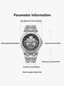 Men's Waterproof Quartz Watch With Calendar And Night Light, Fashionable Business Wristwatch (Comes With 1 Watch Link Removal Tool) - Silver - View 2