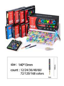 240/168/120/72/60/36/24/12 Stylos-marqueurs acryliques liquides directs de couleur, pour une utilisation étudiante, professionnelle et artistique. Têtes souples, appropriés pour le papier, pour le graffiti, les livres de coloriage DIY. Peuvent dessiner sur le verre, la pierre, résistants à l'eau pour la peinture corporelle. Cadeau de Noël, rentrée des classes.