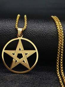 Witchcraft Pentagram Stainless Steel Pendant Necklace For Men And Women, Gold And Silver Color Necklace For Men And Women, Vintage Jewelry Necklace For Men And Women