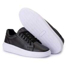 Men's White Casual Sneakers High Sole Comfort Stylish White Or Black Versatile Fashion Sneakers - màu đen - Xem 1