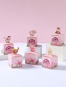Hộp quà tặng mini 24 món theo phong cách động vật trang trại, trang trí tiệc theo chủ đề động vật trang trại, cho tiệc mừng em bé tiết lộ giới tính, sinh nhật, đám cưới, gia đình, tiệc ngày lễ, vật dụng gói quà - vật nuôi - Xem 3