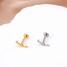 DOLPHIN ZIRCONIA SURGICAL STEEL LABRET PIERCING 1.2X8 - 金色 - 查看 3