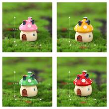 Set Of 4pcs Resin Mushroom House Castle Decoration: Potted Moss Green Small Landscape DIY Ornaments - Perfect For Party And Holiday Decorations