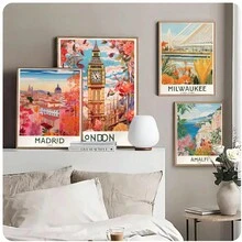 1 件无框世界旅行极简主义海报自粘艺术海报白皮书印刷品海报艺术品美学艺术壁画 - 彩色 - 查看 1